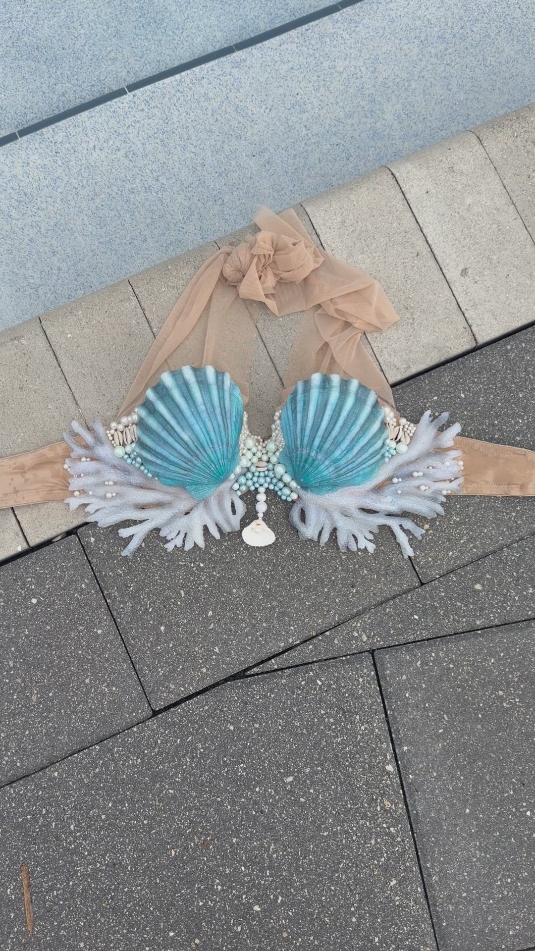Blue Lagoon Coral Shell Mermaid Top